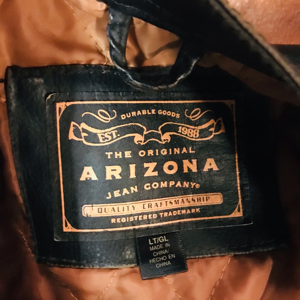 Men's Black Leather Jacket with Stripes - Picture 3 of 3